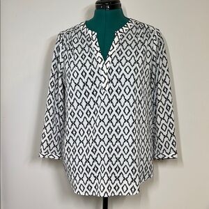 Dalia Black and White Geometric Women's Top Size L
